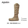 Short Boots Women's New Winter Velvet Retro Stacked Martin Boots Maillard Western Cowboy Boots
