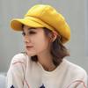 Solid Color Baker Cap Adjustable Strap Octagonal Cap Vintage Newsboy Cap  Autumn Winter
