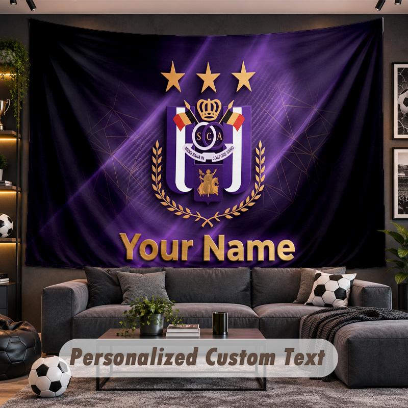 Anderlecht FC Logo Personalized Tapestry Support Custom Name, Wall Art Home Decoration