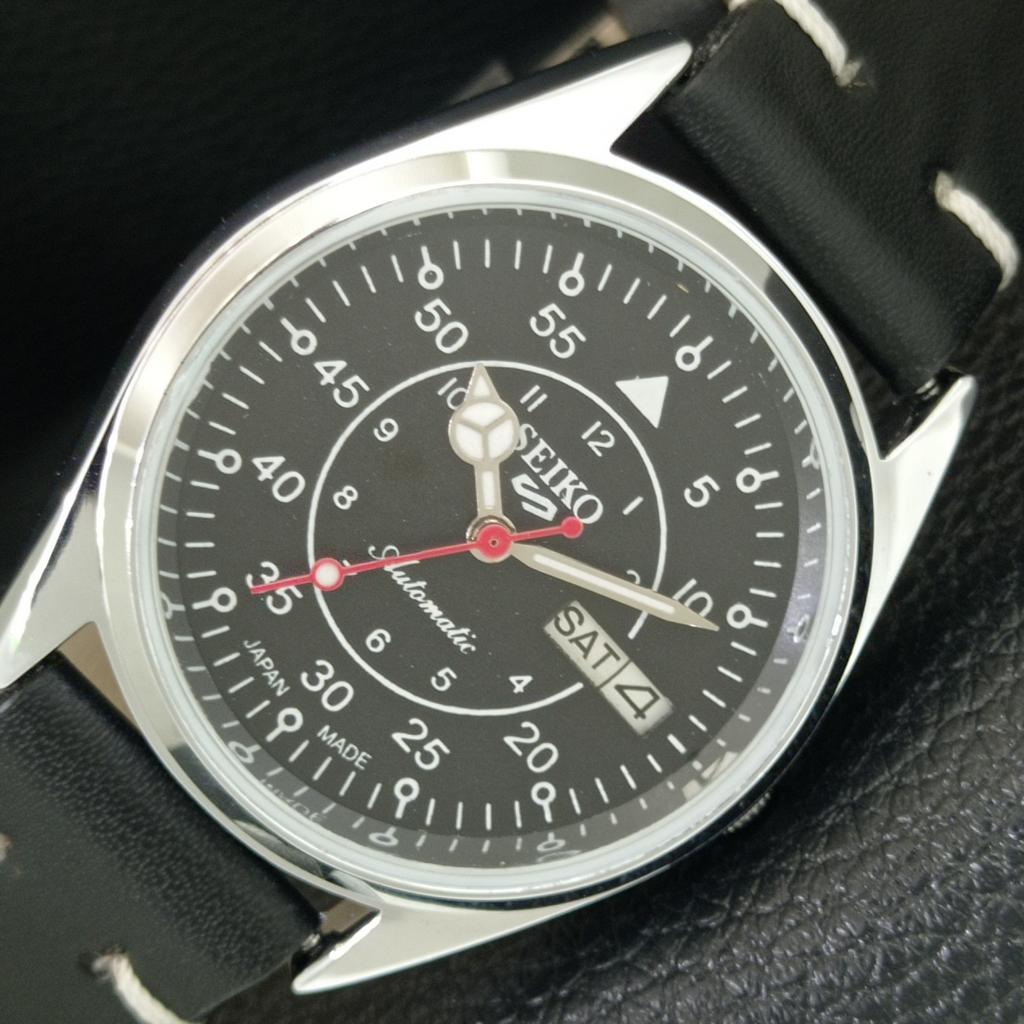 

VINTAGE REFURBISHED SEIKO 5 AUTOMATIC 6309A JAPAN MENS BLACK WATCH a442270-1