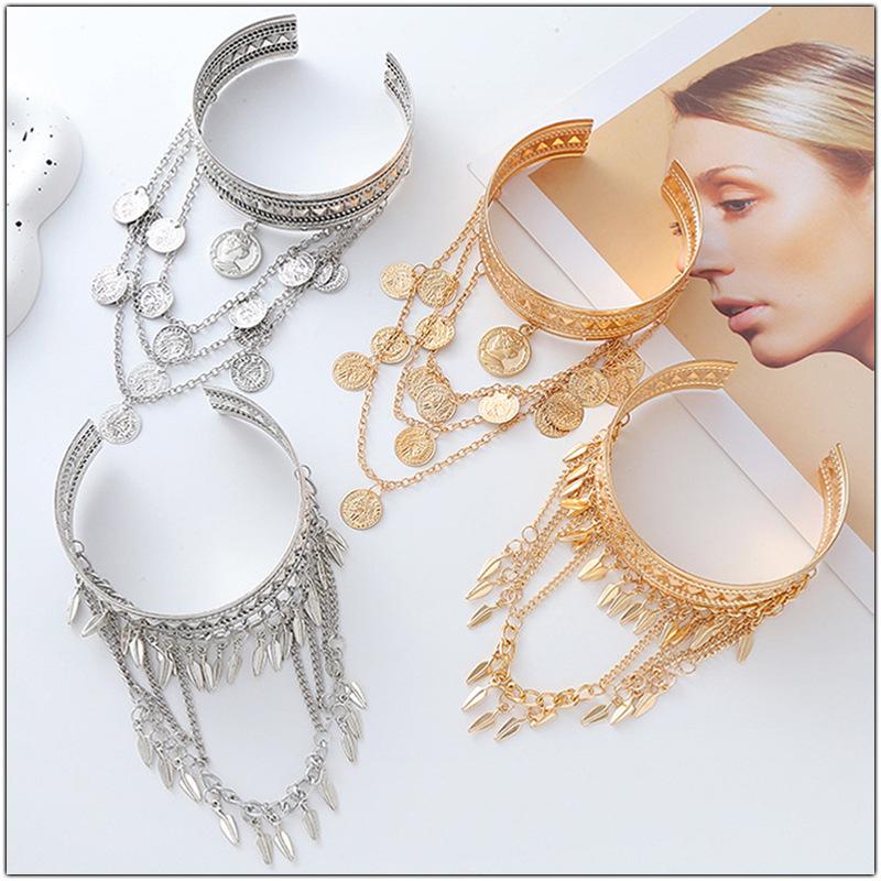 Stylish Ethnic Dance Cuff Armband & Long Dangle Earrings Set