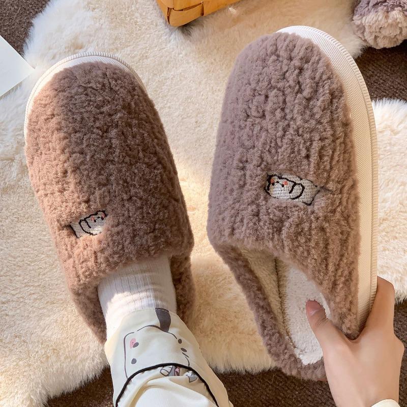 Cotton Slippers Women's Winter New Indoor Home Couple's Home Confinement Non-slip Wool Slippers Men's Autumn and Winter