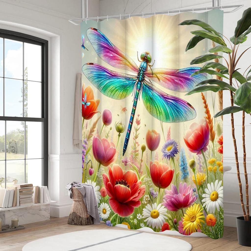 Animal Floral Shower Curtain Simple Bath Sets Waterproof Non-Slip Bathroom Rug Toilet U With 12 Hooks Home Deco Free Ship Eye