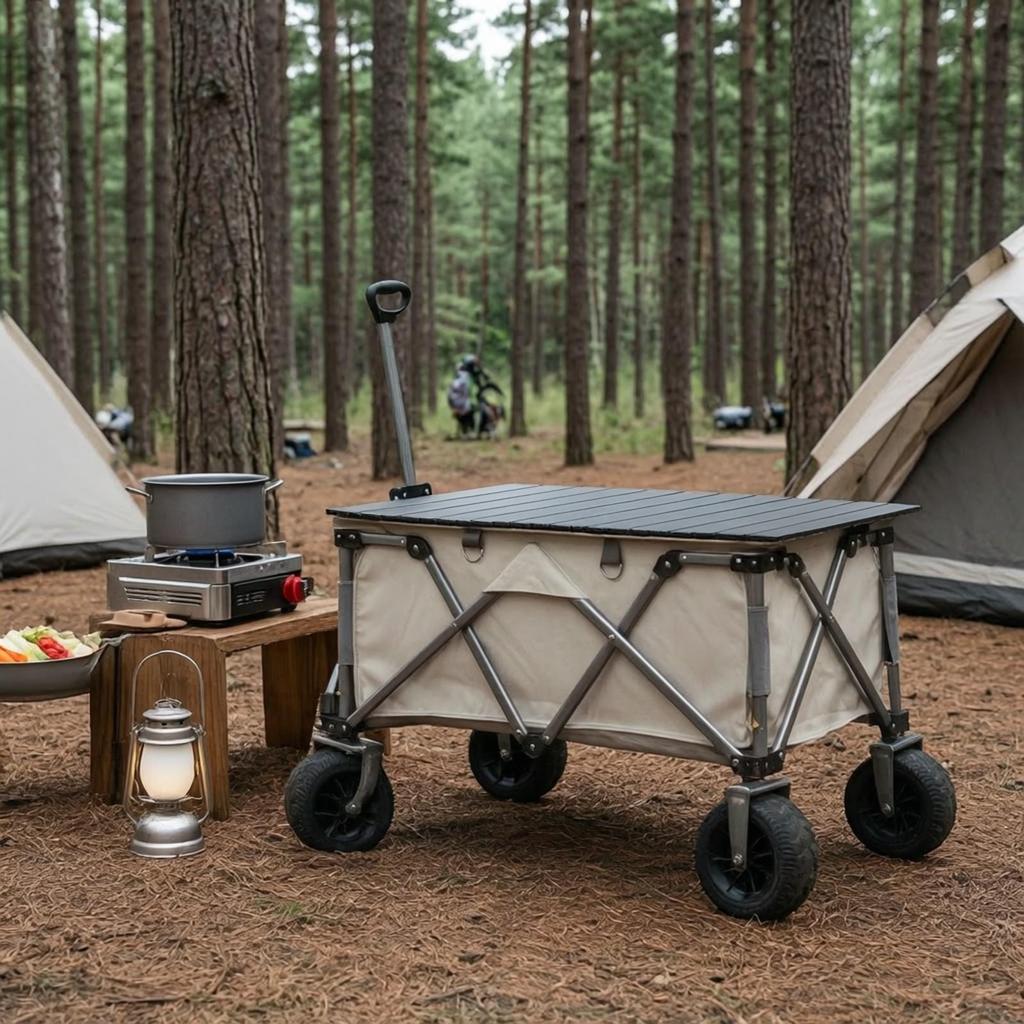 Slatted Wagon Table Top Collapsible Furniture Space-Saving for Picnics