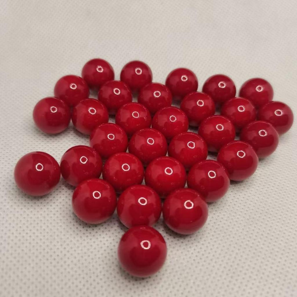 Contas ABS Vermelhas de Alto Brilho, Sem Furo, Imitando Pérolas, para Acessórios de Joias DIY