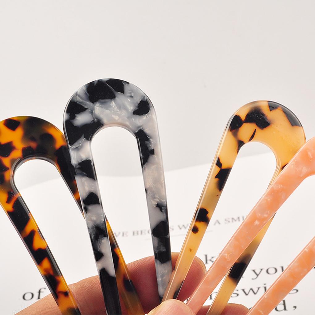 Female Acetate U-Shape Hair Sticks Clip Hairpins Retro Gift Headwear for Girls Wedding Headband Daily-Wear Accessories