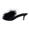 Fur, Beads, Marilyn, LV Logo Satin Sandals Black Satin Women Used