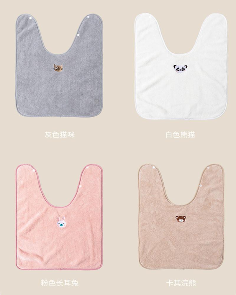 1Pc 40x56cm Cartoon Animal Embroidery Soft Water Absorbent Coral Fleece Children Kids Not Wet U-shaped Saliva Towel