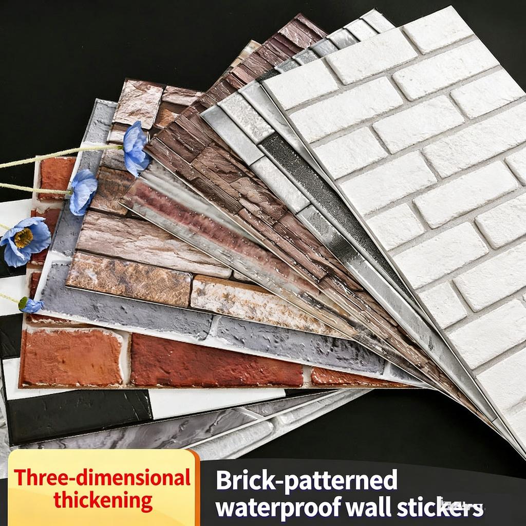 30*60cm 3D Brick Wall Stickers Self Adhesive Waterproof Foam Wallpaper Panel for Living Room Bedroom Kitchen Decor Home Improvement