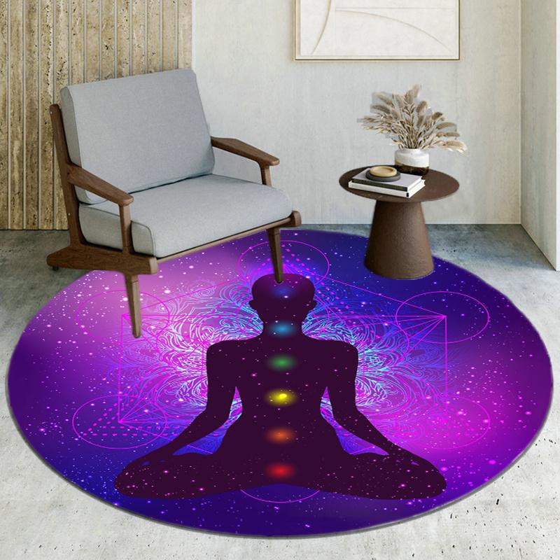 Yoga Meditation Round Rug Nonslip Area Rug Office Chair Mat Carpet For Living Room Bedroom Home Decor