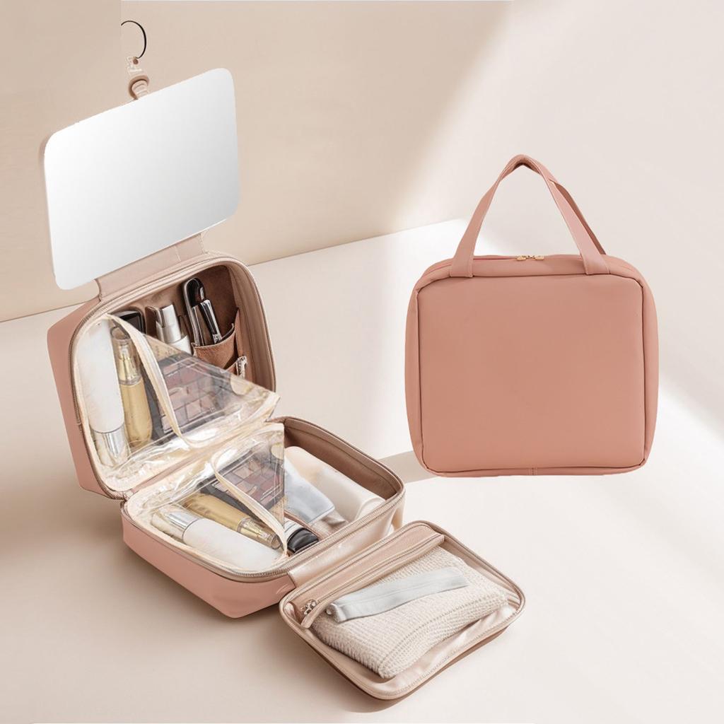 Hanging Hook Travel Toiletry Bag Travel Makeup with Mirror Portable Travel Makeup Case for Travel