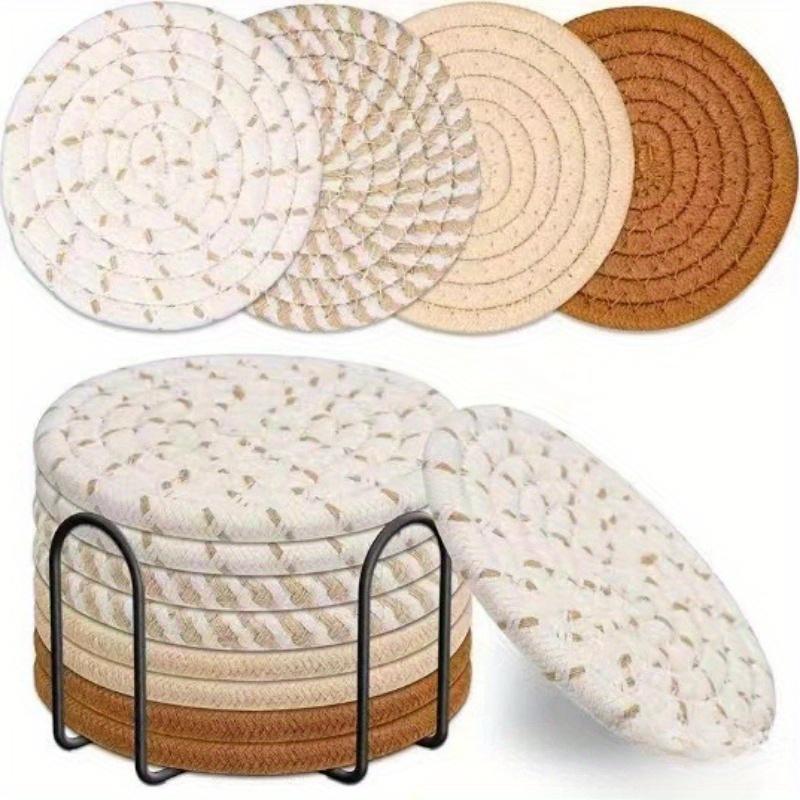 

Набор из 8 впитывающих подставок под напитки, минималистичные подставки из хлопчатобумажной ткани с нетканой подкладкой для журнального столика, домашнего декора, бара, подарка на новоселье