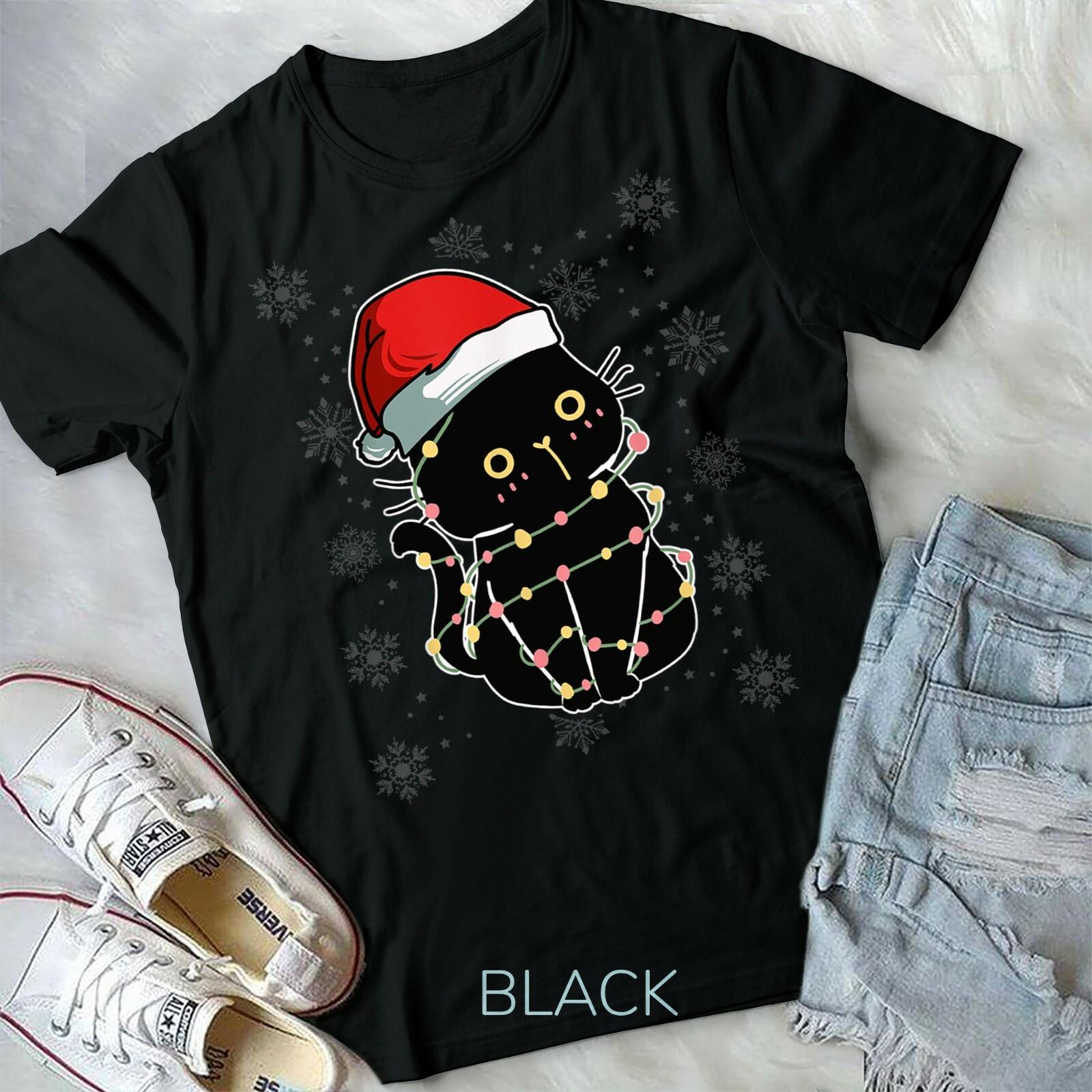 Christmas Cat Black Cat Cute Christmas Funny Pajama Unisex Form T-shirt L