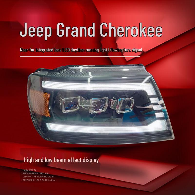 Compatible with 1999-2004 Jeep Grand Cherokee LED Projector Headlights with Daytime Running Lights