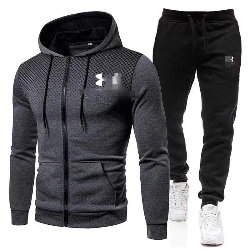 2024 Polka Dot Men s Hooded Cardigan and Hoodie Set - Long Sleeve Casual Wear for Teens Extra Large