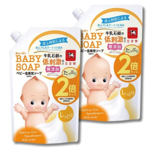 [Large Capacity] Kewpie Baby Body Foaming Soap, Moisturizing, 700ml (2-Use Refill) x 2-Pack