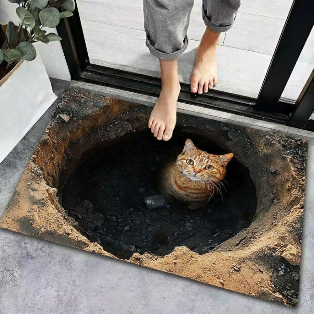 Non-slip Optical Illusion Doormat 3D Flat Bedroom Door Rug Creativity Bathroom Carpet Home Decor
