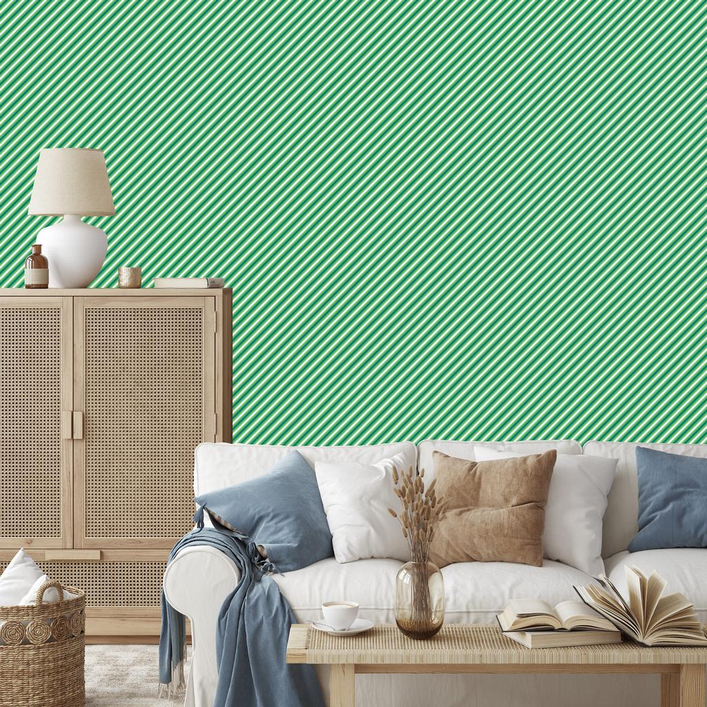 Green Striped Wallpaper for Living Room and Bedroom 50x1000