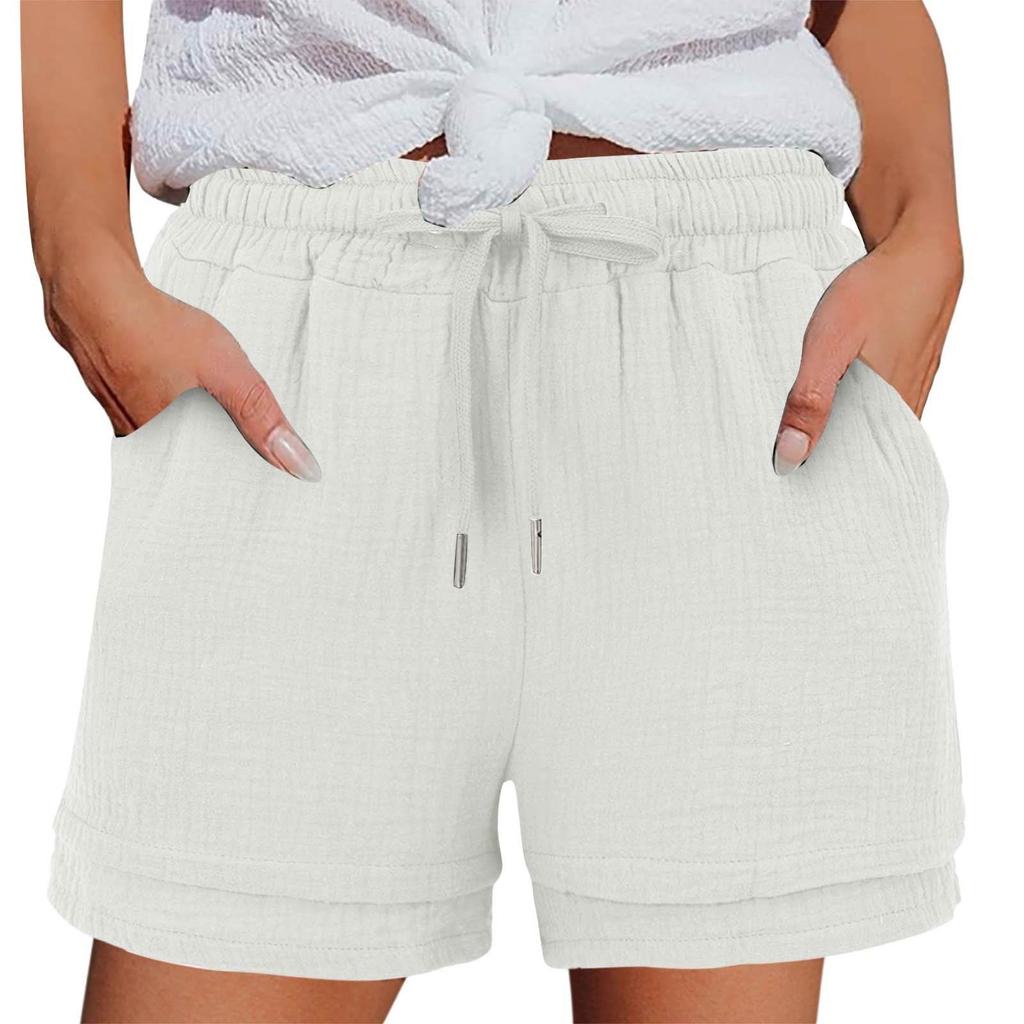 Women's Casual  Summer Elastic Beach Shorts  Solid Casual Shorts
