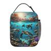 Schildkröte schwimmt im Meer Ozean Isolierte Lunchtasche für Kinder Schule Kühltasche Thermische Lebensmittelbox Tragetasche Auslaufsicherer Lunchboxen Behälter