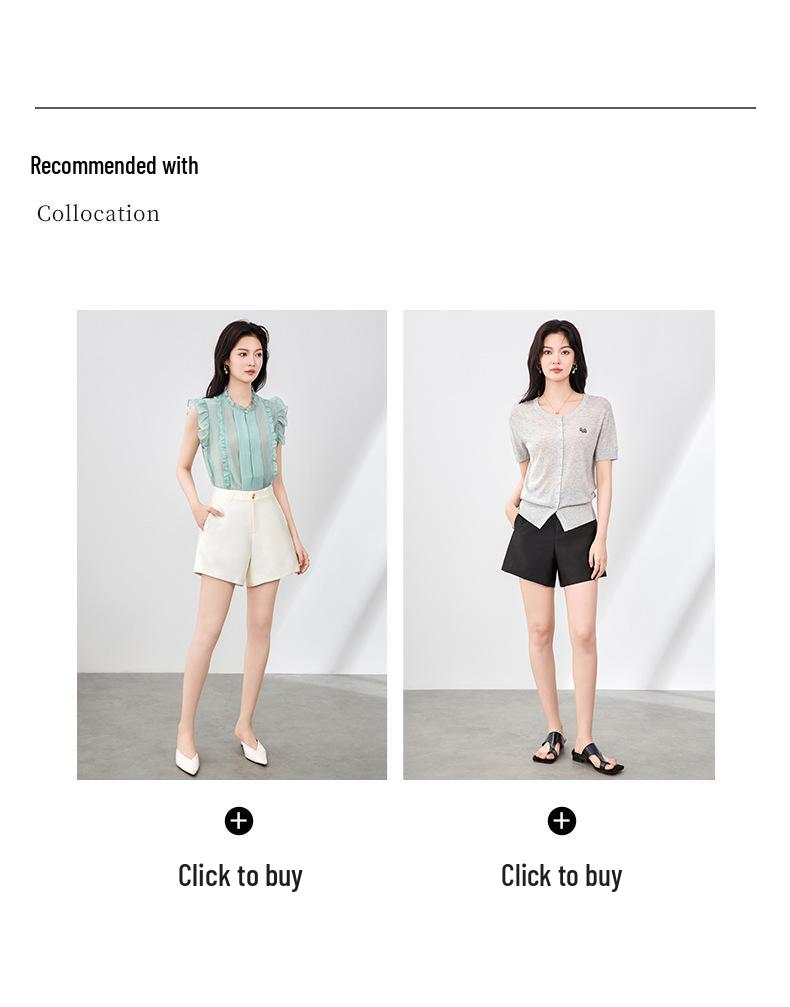 Women's Slimming Silk Wool Shorts Suit - High-Quality, Flattering Fit