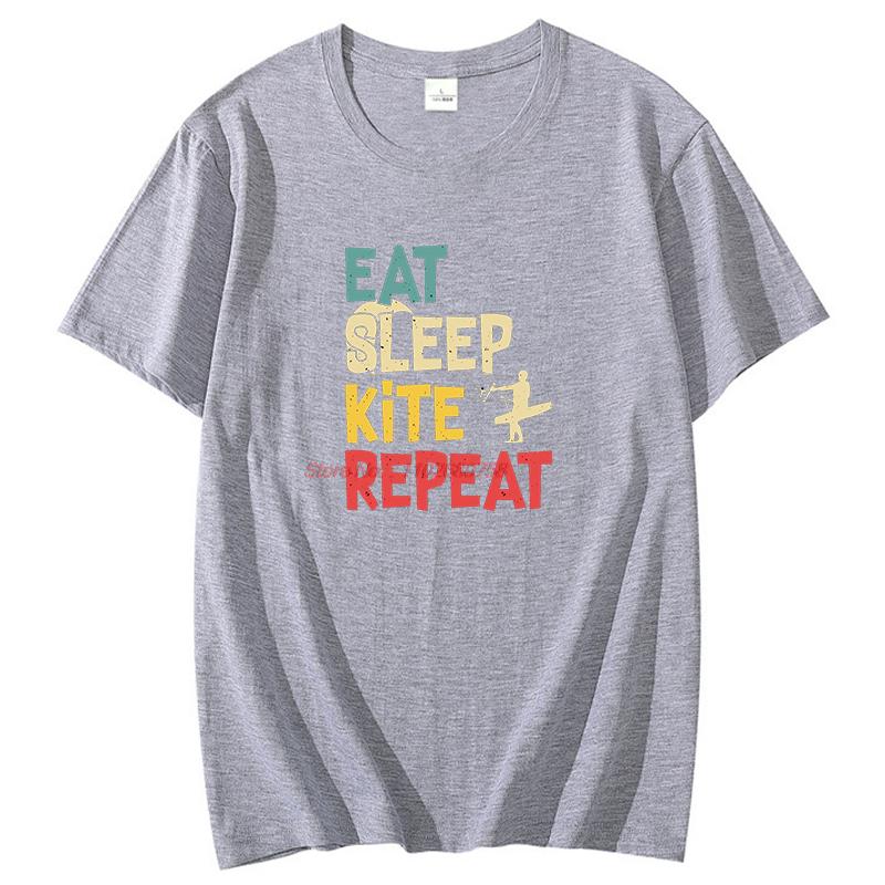 Eat Sleep Kite Repeat Graphic T Shirts Cotton Short Sleeve Tshirts Unisex Summer New Shirts And Tshirts Fashion Print T Shirt