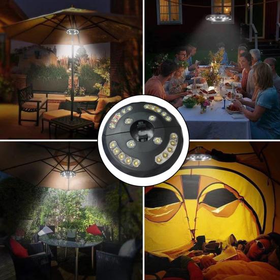 Patio Umbrella Lamp Power Display Super Bright Type-C Rechargeable Camping Tent Lamp Outdoor Garden Yard Patio Parasol Umbrella Pole LED Light