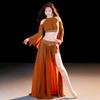 2026 Set Due Pezzi Lucido a Maniche Lunghe per Danza del Ventre da Donna Costumi Orientali a Doppio Spacco per Danza del Ventre Abbigliamento da Ballo per Performance