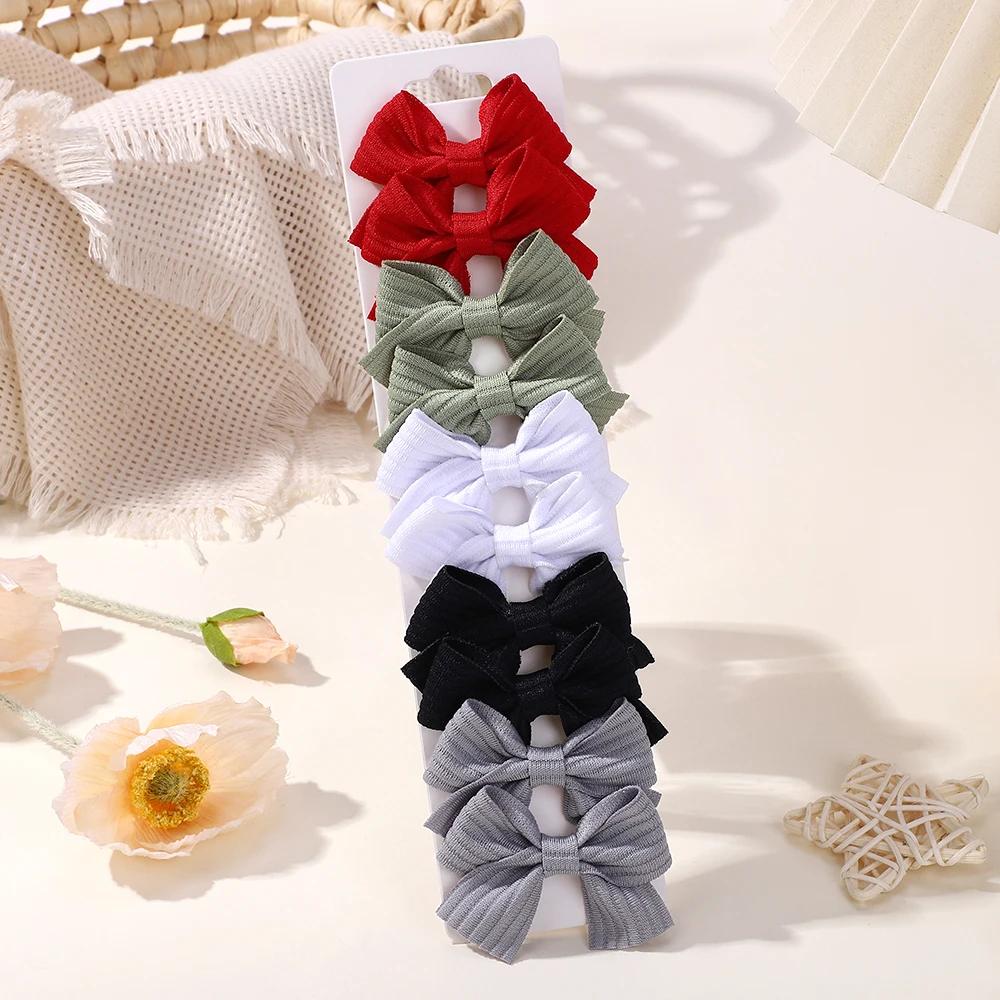 6-10Pcs/set Lattice Hair Bows Hair Clips for Girls Hairpin Handmade Cute Bows Barrettes Headwear Kids Children Hair Accessories