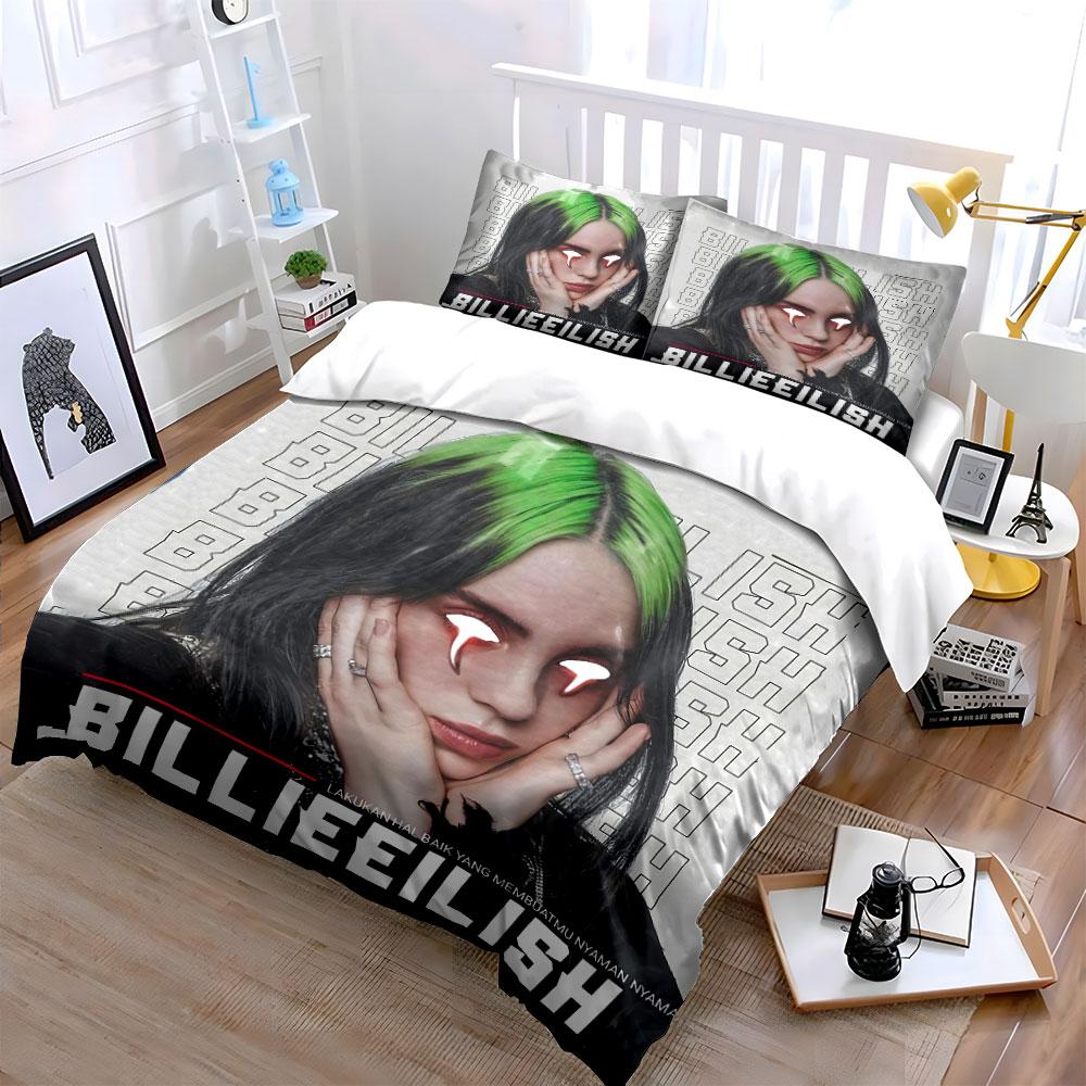 Billie Eilish Artistic Portrait Bedding Duvet Cover Set Duvet Cover Pillowcases (1*Duvet Cover 2*Pillowcases, Without Duvet Insert)