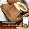 Sangpo Unisex Sheepskin Snow Boots: Waterproof, Non-slip, Plush-lined with Thick Soles for Autumn and Winter.