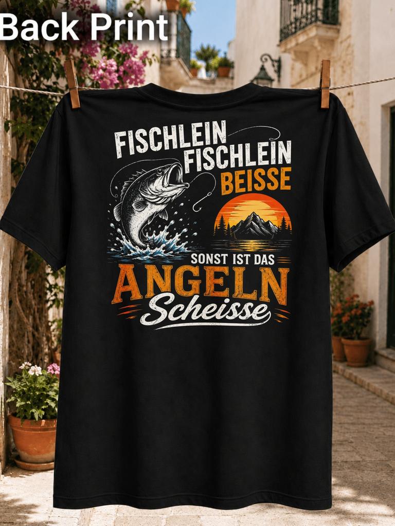 Gerunisex Fishing Quote Fischlein Fischlein Beisse Fish Hook Mountain Sunset Graphic Unisex All Unisex All Tshirt