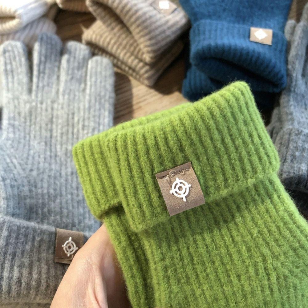 1 Pair Five Finger Knitting Gloves Wool Knitting Cycling Driving Gloves Full Finger Mittens  Autumn