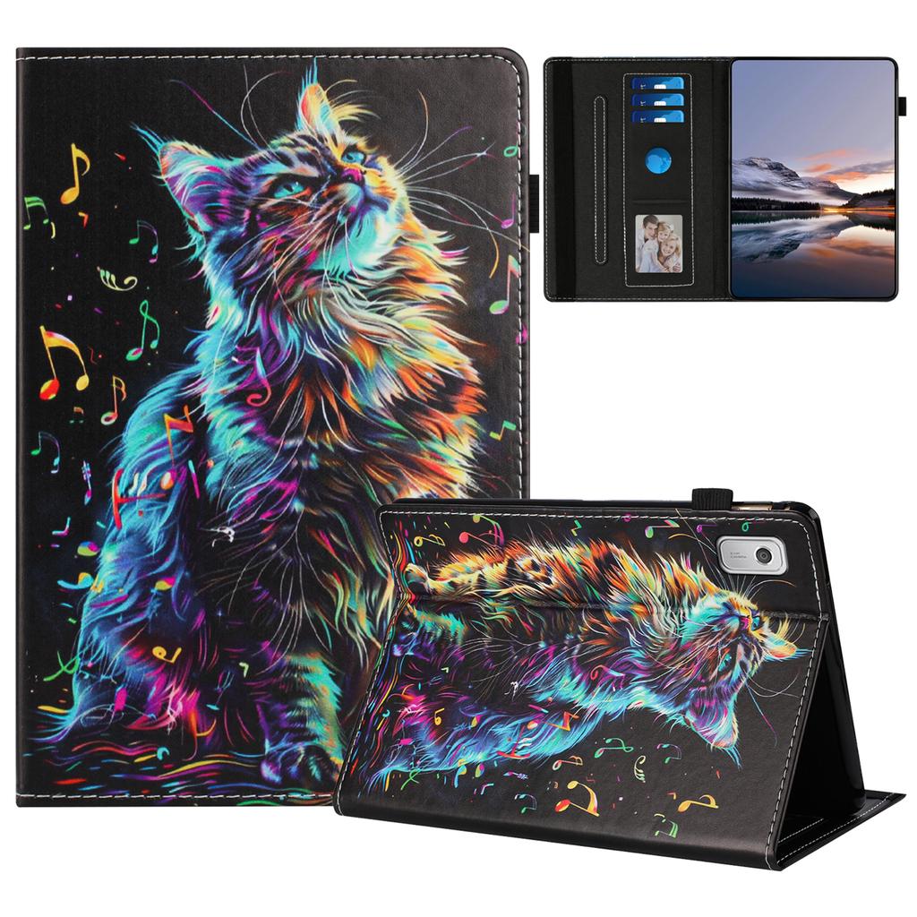 For Lenovo Tab M9 TB-310FU Case Pattern Leather Tablet Cover with Auto Sleep/Wake, Card Holder