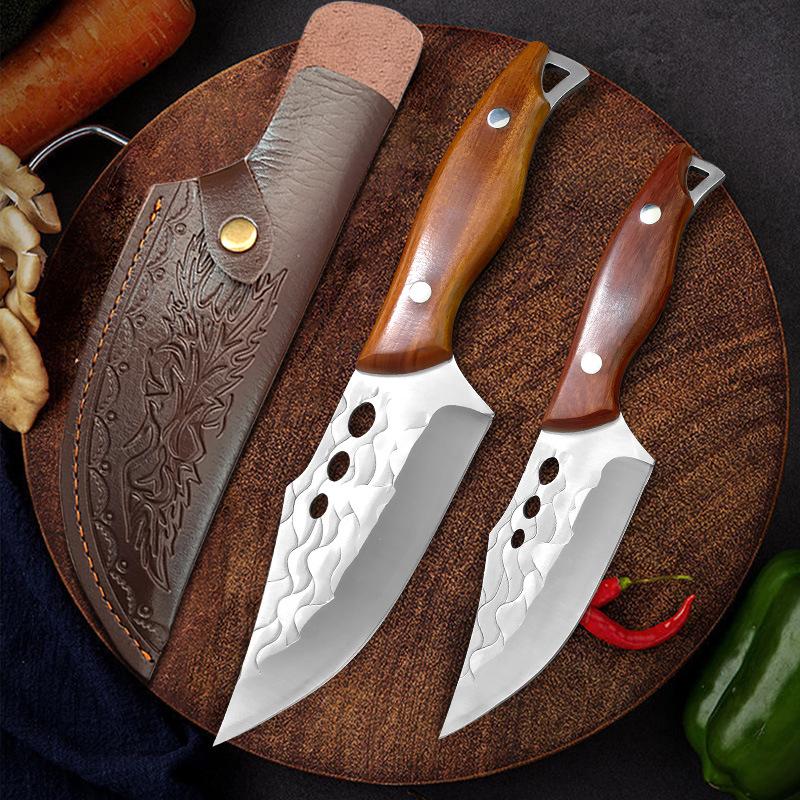 

Нож мясника из нержавеющей стали, тесак для мяса, кованые кухонные ножи для обвалки, нож для рыбалки на открытом воздухе с чехлом для ножа
