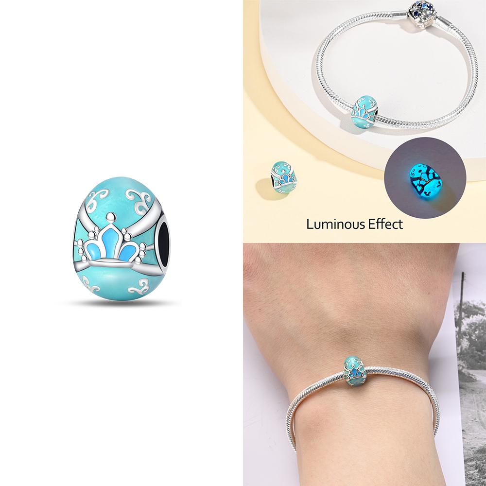 Broken Bird Egg Dragon Eggs In Blue Ice Beads Charms Fit Bracelet Diy Friend Gift Children'S Day Diy Necklace Women