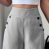Flowy Pants for Women Casual High Waisted Wide Leg Palazzo Pants Long Trousers with Buttons and Pockets Plus Size