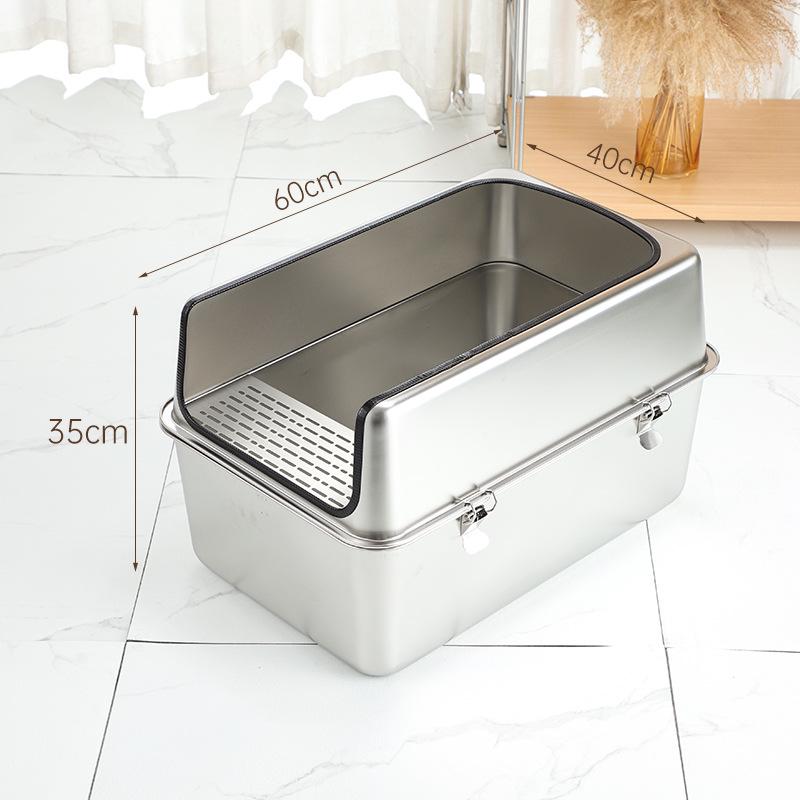 Stainless Steel Extra Large Enclosed Cat Litter Box - Odor & Splash Proof