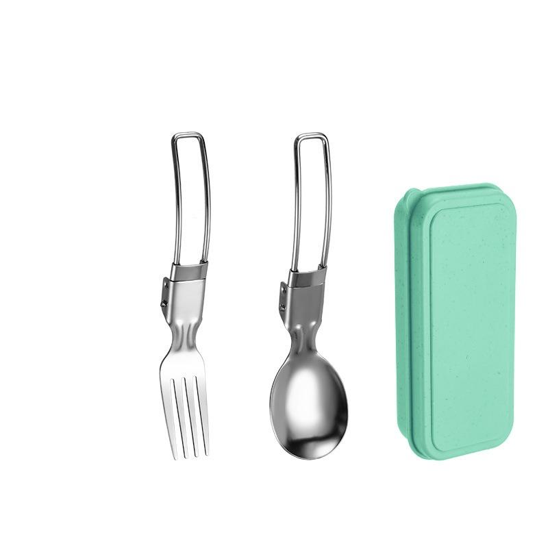 1 Set Folding Tableware Stainless Steel Student Outdoor Picnic Portable Steak Knife Fork Spoon Tableware Set