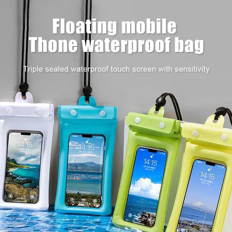 Universal Waterproof Floating Airbag Phone Pouch – Swim Beach Case Suit for iPhone 16 15 14 13 12 11 Pro Max, Samsung Ultra More