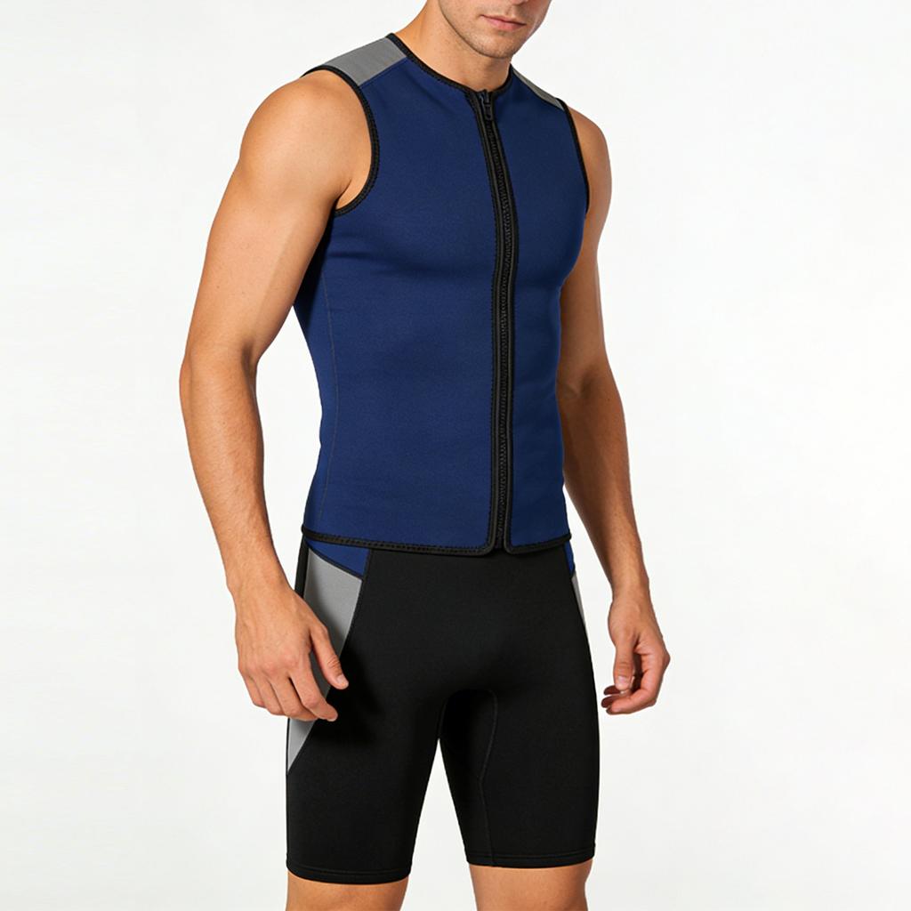 3mm Neopren Våddragt Shorts Vest Sæt Dykning Snorkling Surfing Termisk Badedragt til Mænd Kvinder Grå Shorts + Mørkeblå