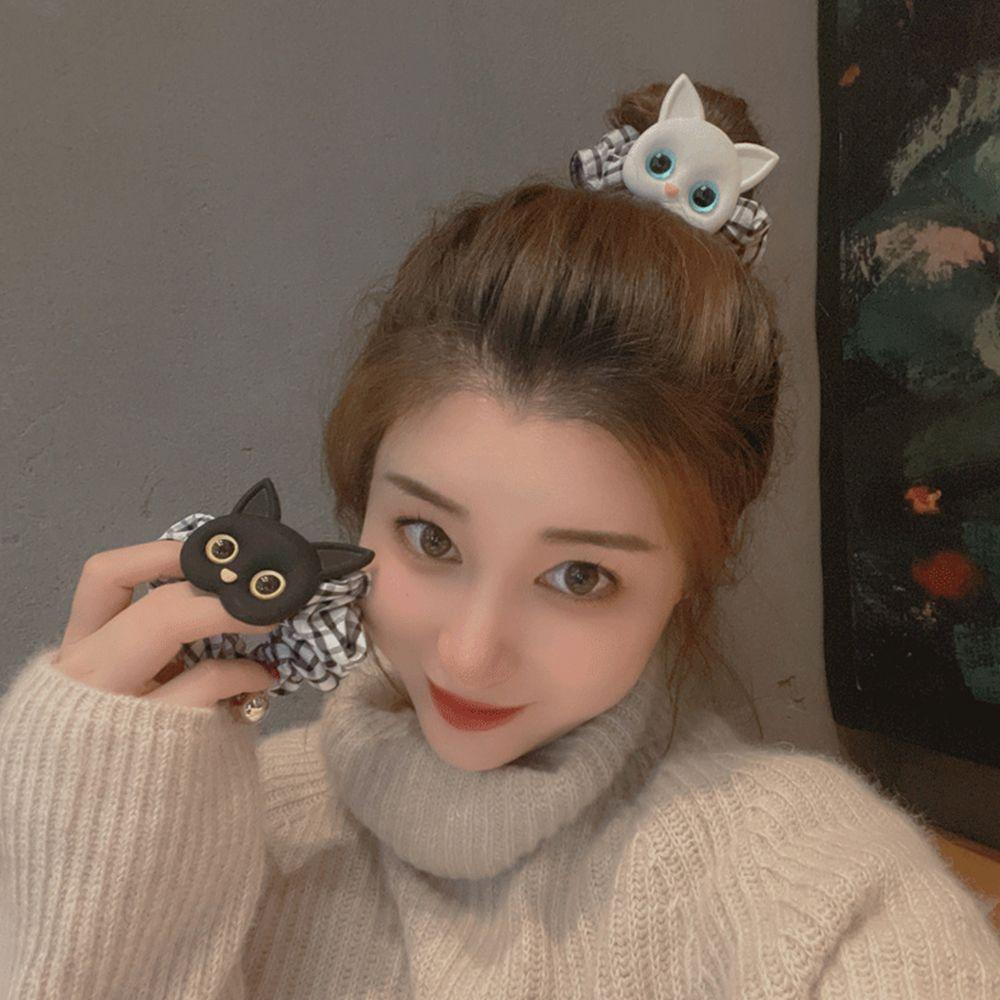 

Girls Children Korean Style Accessories Women Scrunchies Elastic Hair Bands Plaid Hair Rope чёрный