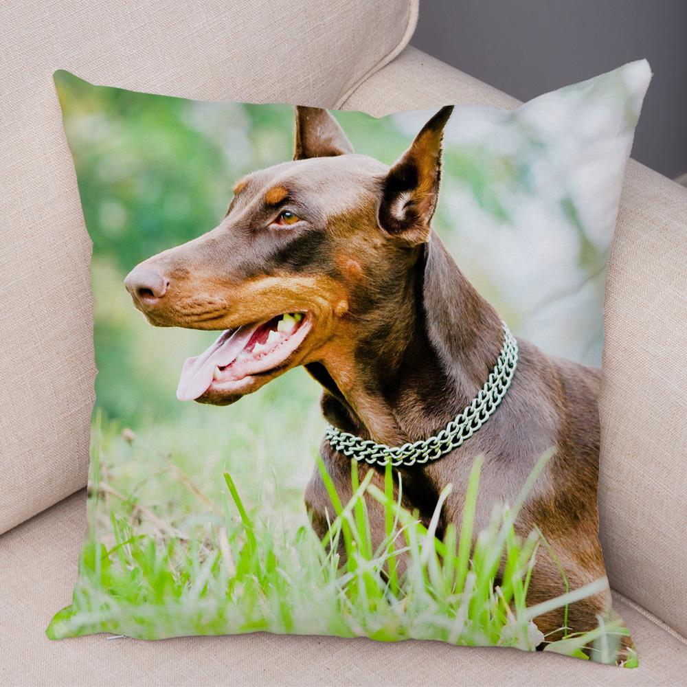 Doberman Pinscher Cushion Cover Both Sided Print Decor Pet Dog Animal Pillow Case for Car Sofa Home Soft Plush Throw Pillowcase