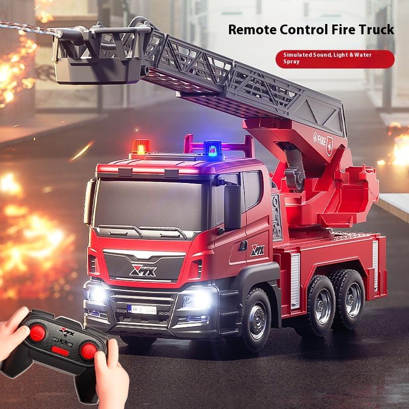 

Remote Control Fire Truck Charging Sound And Light Water Spraying Lifting Cloud Ladder Rescue Project Car Children And Boy Gift