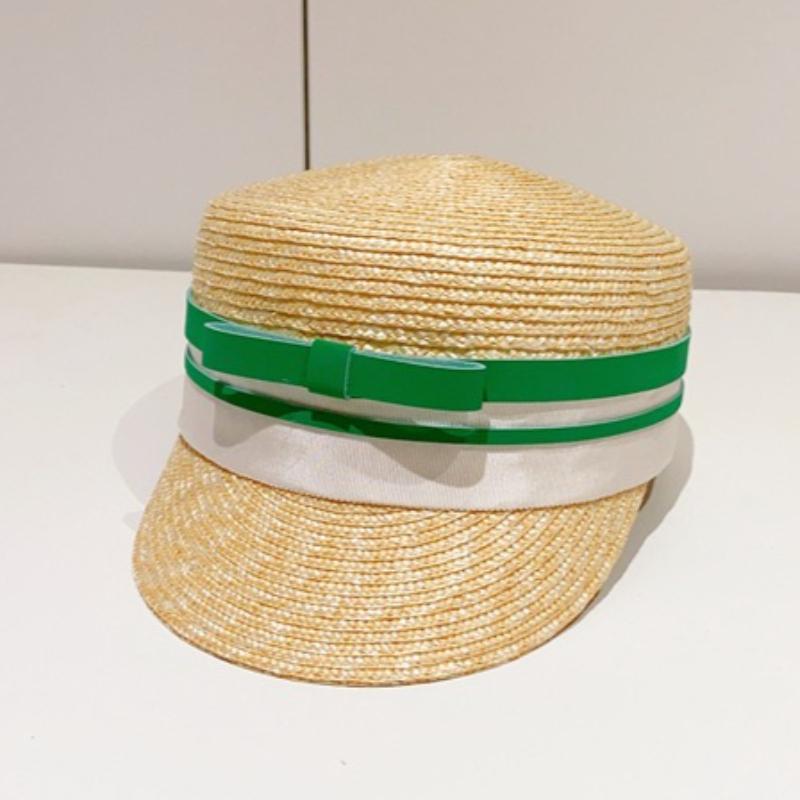 Ins Luxury Wheat Straw Equestrian Cap Sun Hats For Women Vintage Bow Fedoras Hat Lady Beach Sunscreen Straw Hat Knight Berets