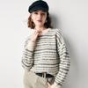 Paro Women's 100% Cashmere Jacquard Striped Round Neck Sweater