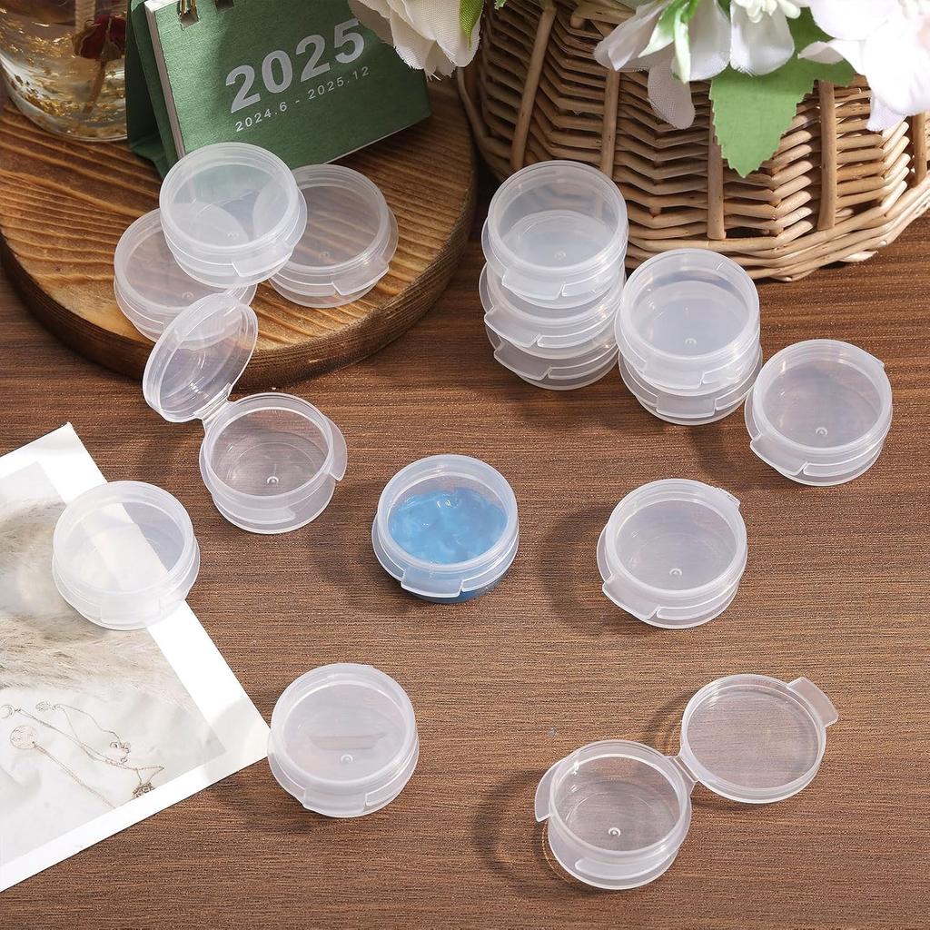 CHGCRAFT 50 Pcs Paint and Solvent Cups Clear Paint Cups with Lids Plastic Paint Cups Reusable Spill Proof Paint Cups for Arts Crafts Supplies