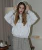 Bletty Oversized Printing Logo Hoodie (White Melange)