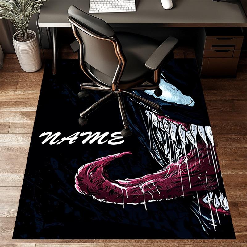 Custom Venom Mat Personalized Name, Polyester Washable Indoor Entryway Rug, Gift for Christmas, Easter, Thanksgiving Day