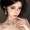 Elegant Waterdrop Diamond Tassel Necklace and Earrings Set for Women